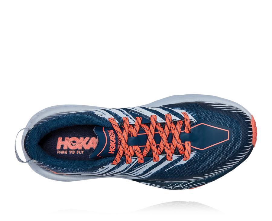 Zapatillas Trail Hoka One One Mujer - Speedgoat 4 - Azul Marino/Blancas - JDQ013452